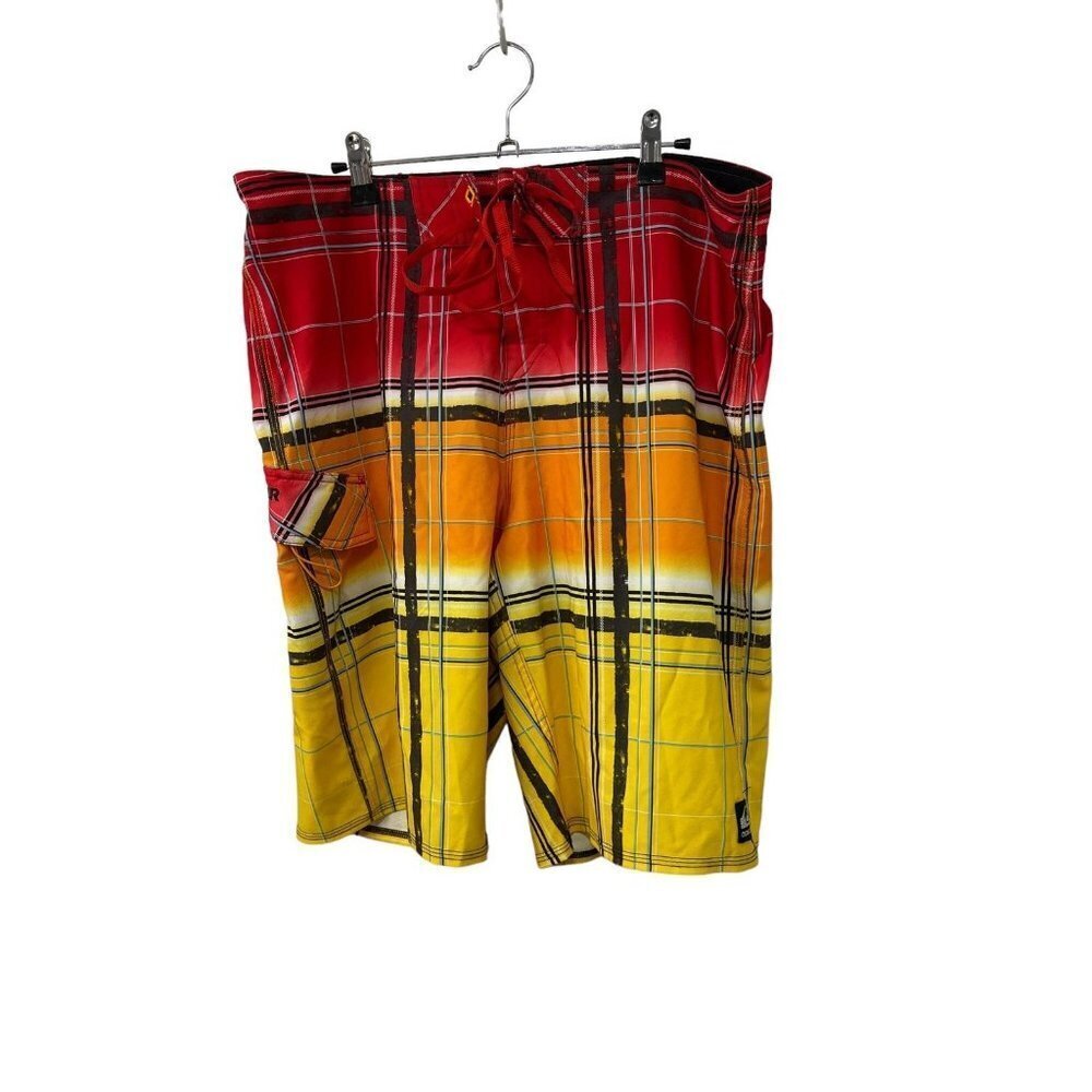 Quiksilver Cypher board shorts men’s 36 4-way stretch surfing orange teal blue